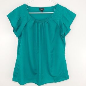 Emerald green short sleeve blouse